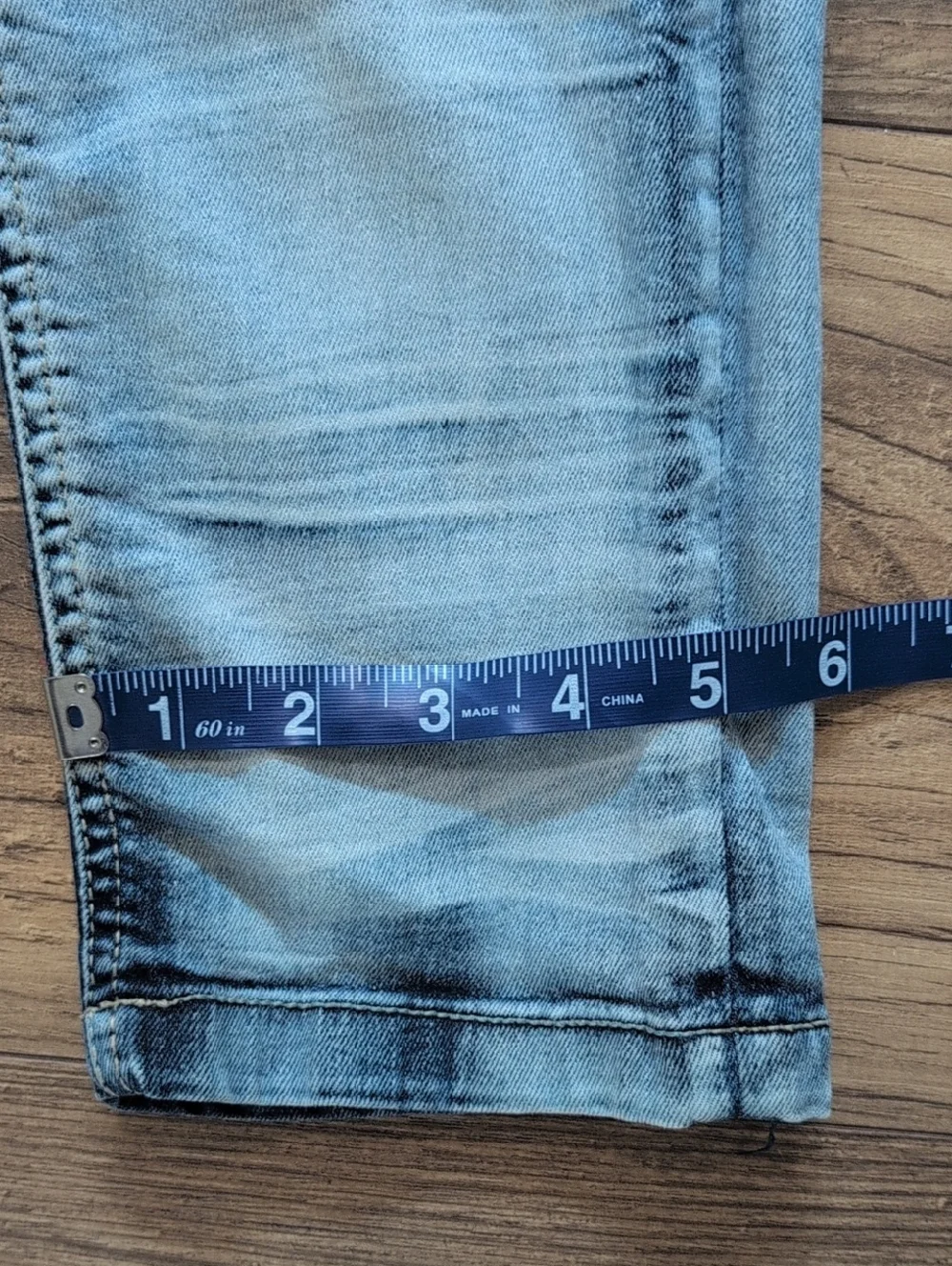 Copper Rivet Slim Fit Jeans, Distressed, Light Wash Blue Denim, Men's 32x32